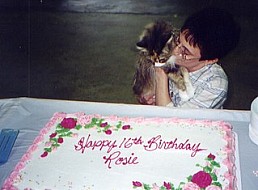 Chris Buck with Rosie and her Birthday Cake